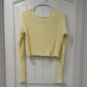 NWOT Garage Yellow Ribbed Cropped Sweater